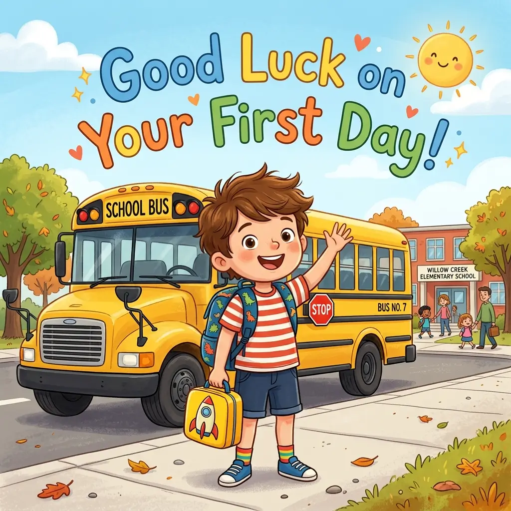 Heartfelt Good Luck First Day of School Wishes for Boy