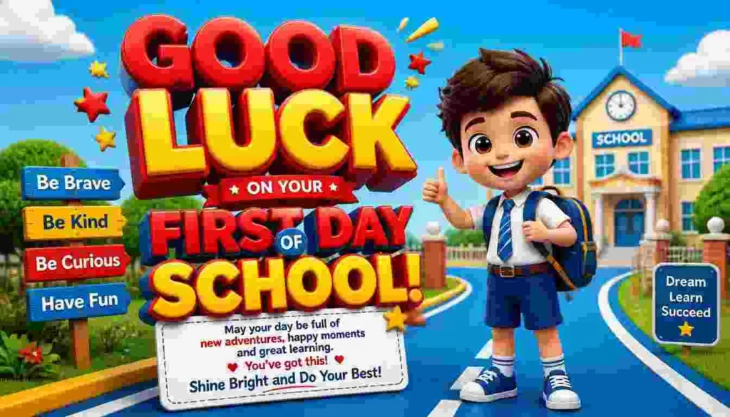 Celebration Good Luck First Day of School Wishes for Boy
