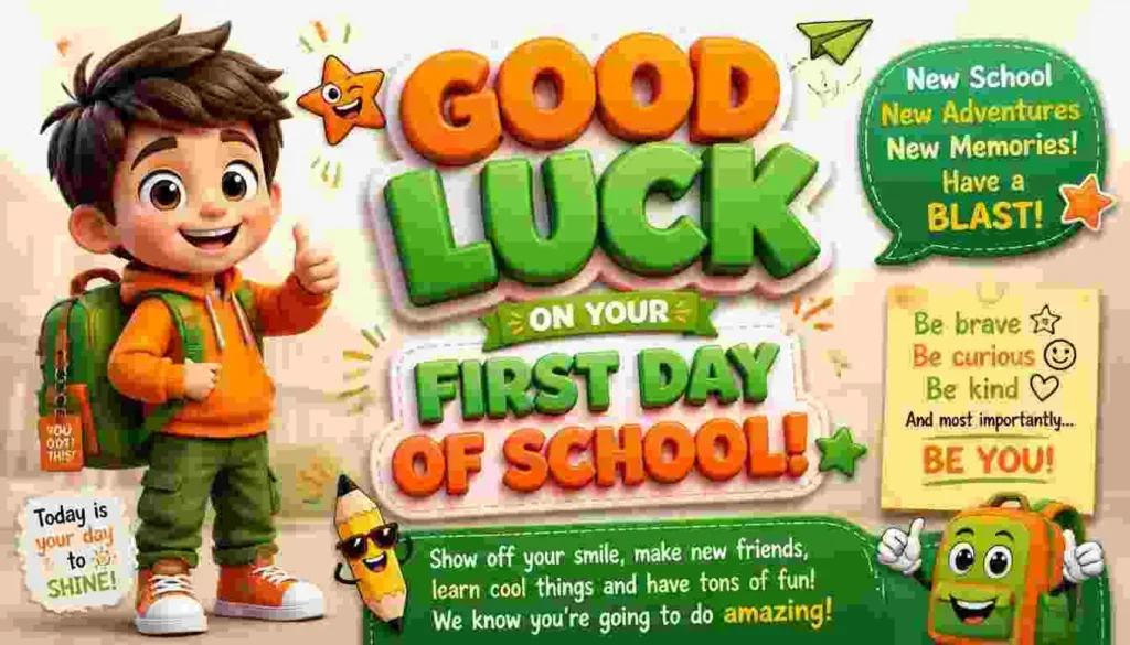 π Funny Good Luck First Day of School Wishes for Boy