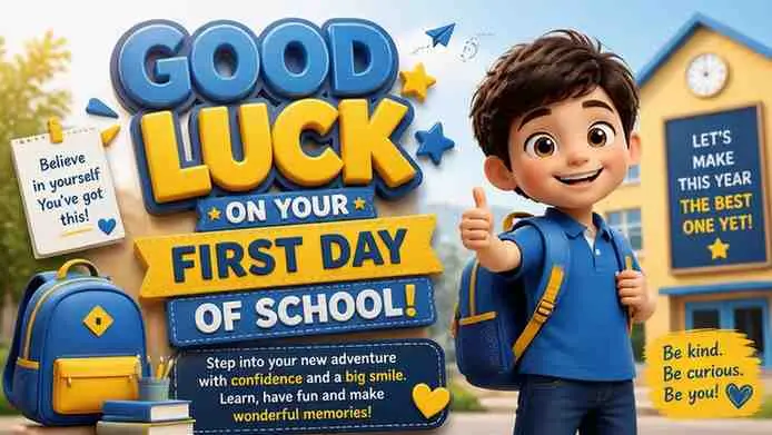 Inspirational Good Luck First Day of School Wishes for Boy