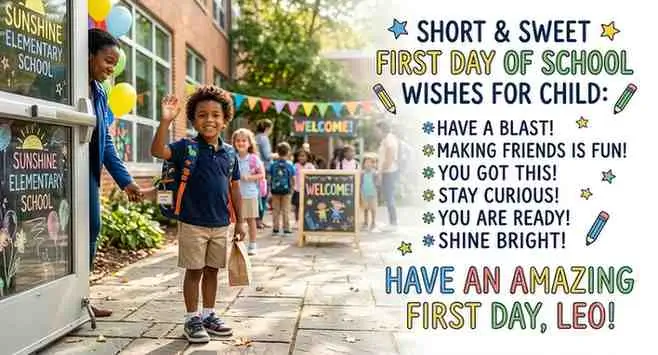 Short & Sweet First Day of School Wishes for Child