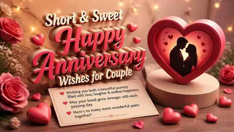 Short & Sweet Happy Anniversary Wishes for Couple