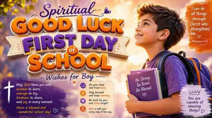 Spiritual Good Luck First Day of School Wishes for Boy