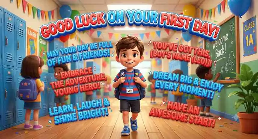 Unique Good Luck First Day of School Wishes for Boy