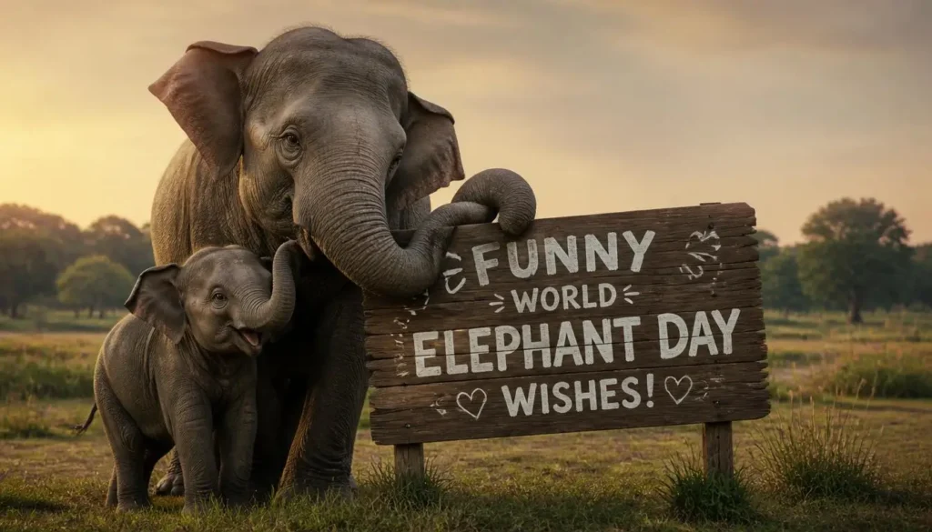Funny World Elephant Day Wishes