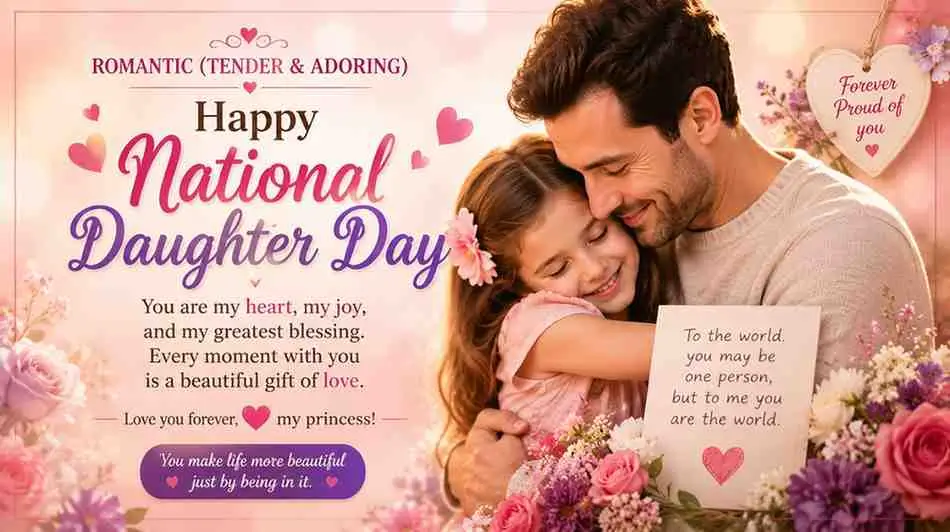 Romantic (Tender & Adoring) National Daughter Day Wishes