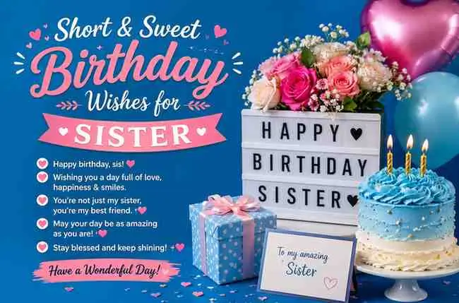 Short & Sweet Birthday Wishes for Sister