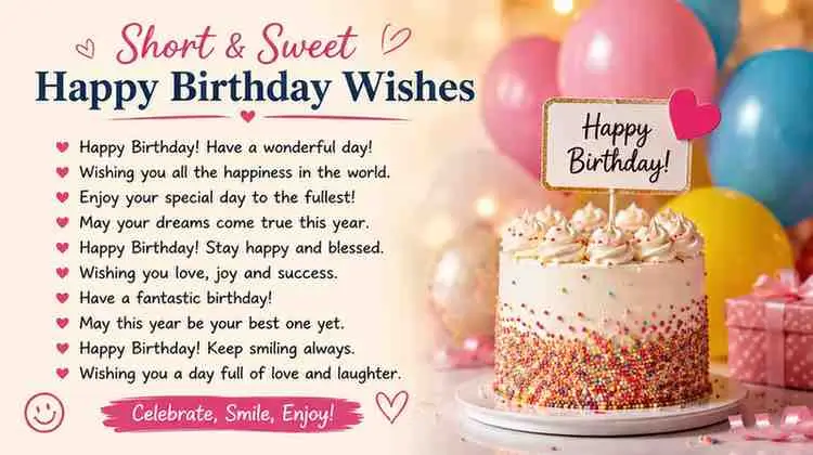Short & Sweet Happy Birthday Wishes