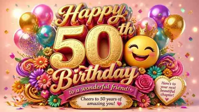 50th birthday wishes for female friend