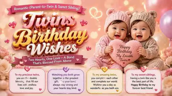 Romantic (Parent-to-Twin & Sweet Sibling) Twins Birthday Wishes