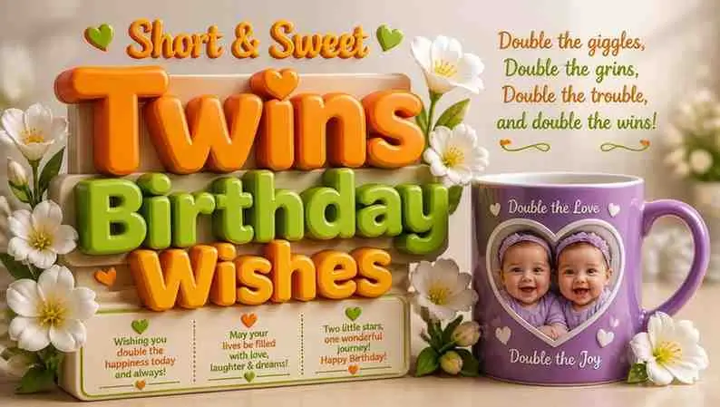Short & Sweet Twins Birthday Wishes