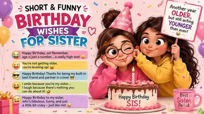 short funny birthday wishes for sister